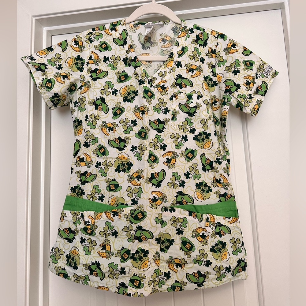 St. Patrick’s Day scrub top